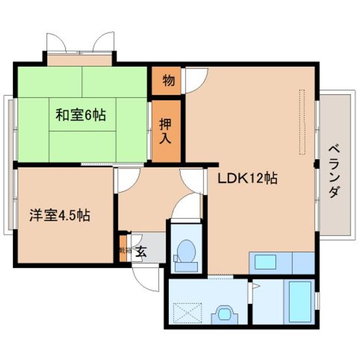 奈良県奈良市法蓮町(アパート)の賃貸物件の間取り