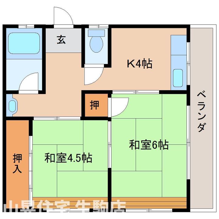 奈良県生駒市本町(マンション)の賃貸物件の間取り