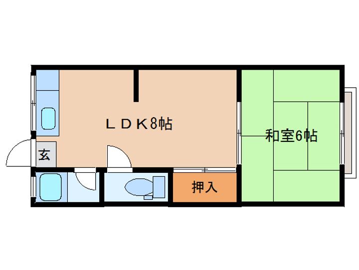 奈良県生駒市俵口町(マンション)の賃貸物件Eの間取り