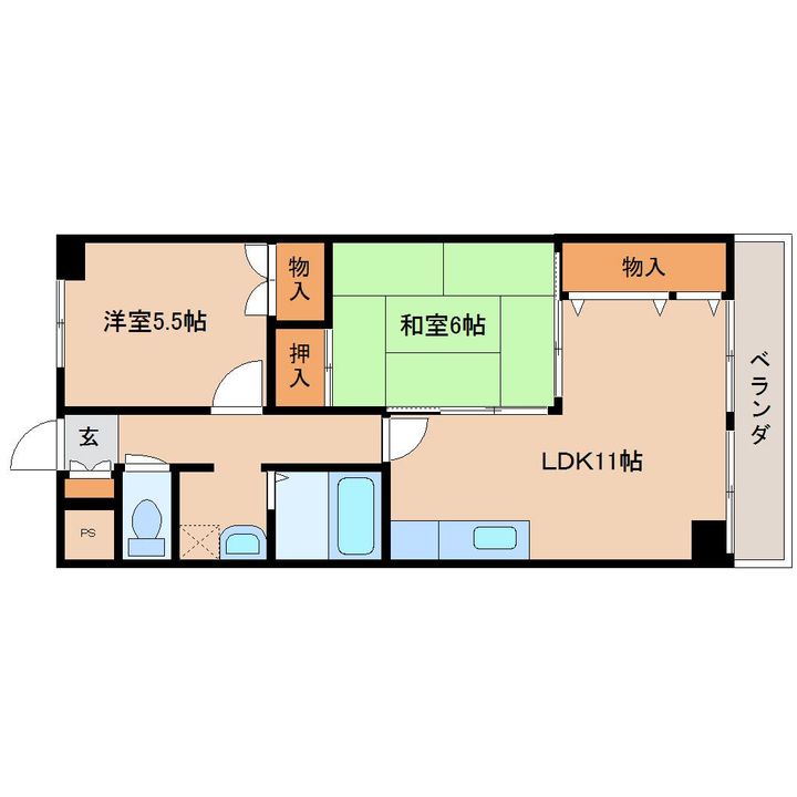 奈良県奈良市西大寺本町(マンション)の賃貸物件の間取り