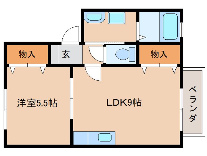 奈良県天理市楢町(アパート)の賃貸物件の間取り