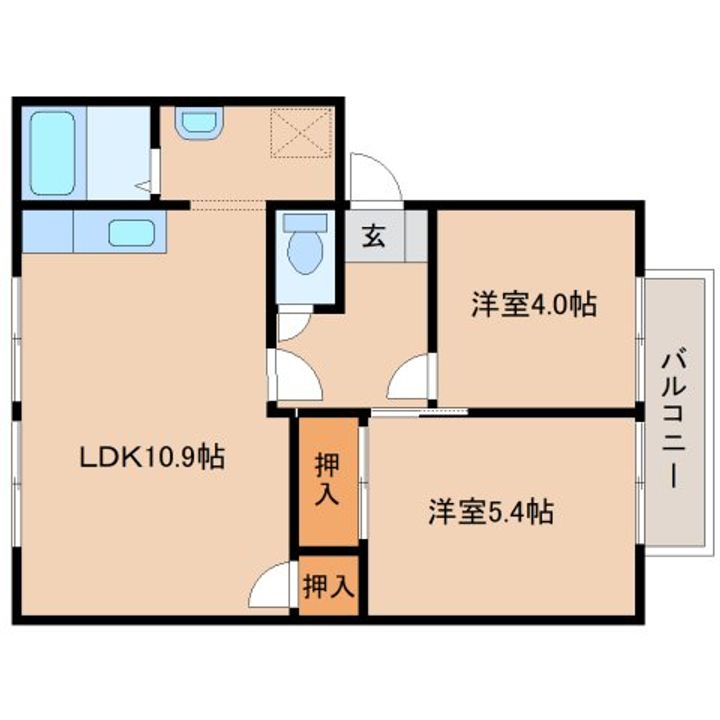 奈良県大和郡山市小泉町(アパート)の賃貸物件の間取り