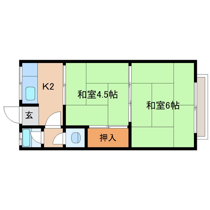 奈良県奈良市百楽園5丁目(アパート)の賃貸物件の間取り
