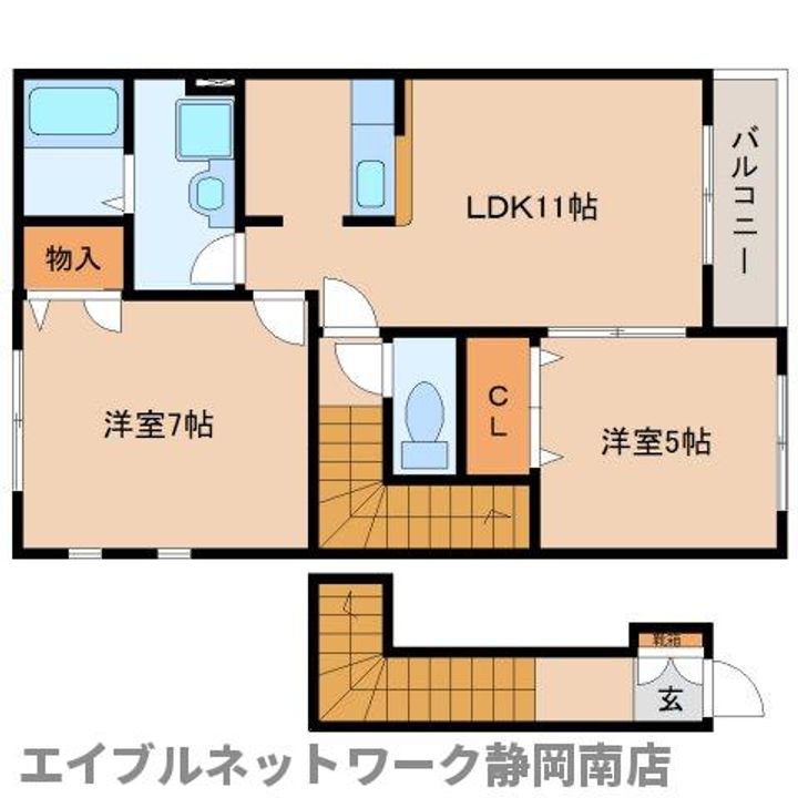 アクロスコート(ハイツ)B6の間取り