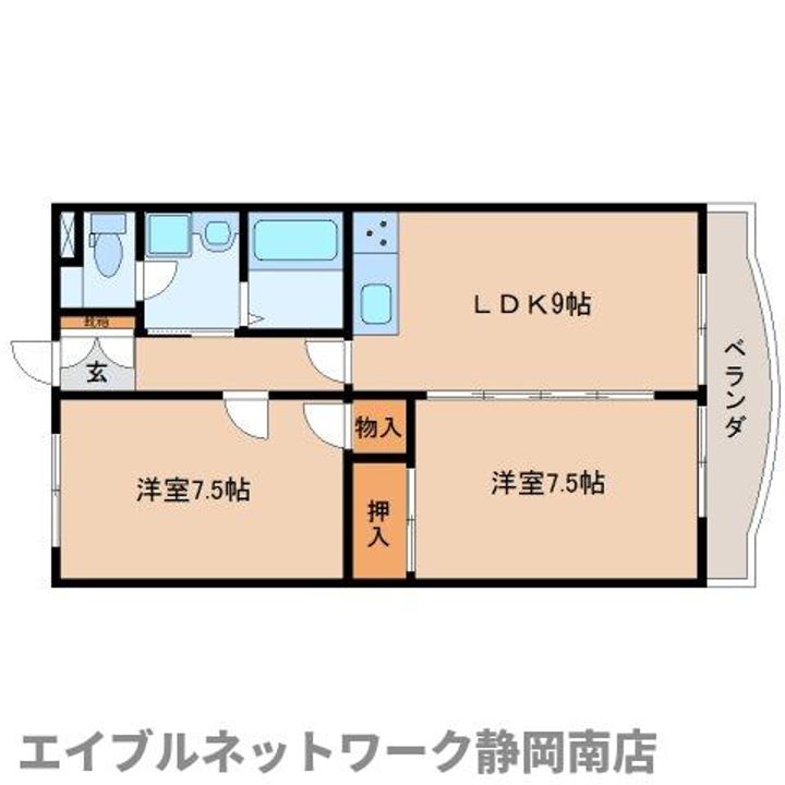 静岡県静岡市駿河区敷地2丁目(マンション)の賃貸物件405の間取り