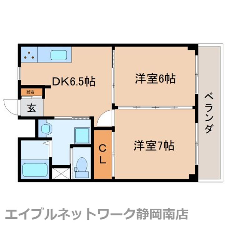 静岡県静岡市駿河区中田本町(マンション)の賃貸物件403の間取り
