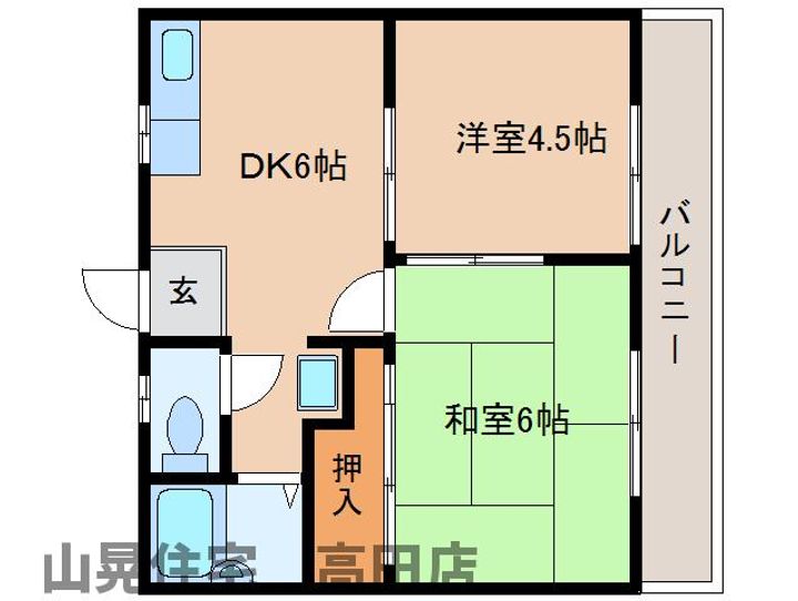 奈良県大和高田市大字築山(アパート)の賃貸物件の間取り