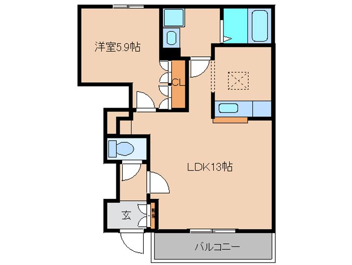 奈良県北葛城郡広陵町大字疋相(マンション)の賃貸物件102の間取り
