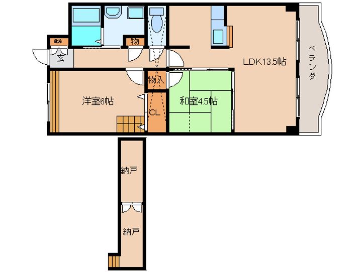 奈良県大和高田市大字市場(マンション)の賃貸物件の間取り