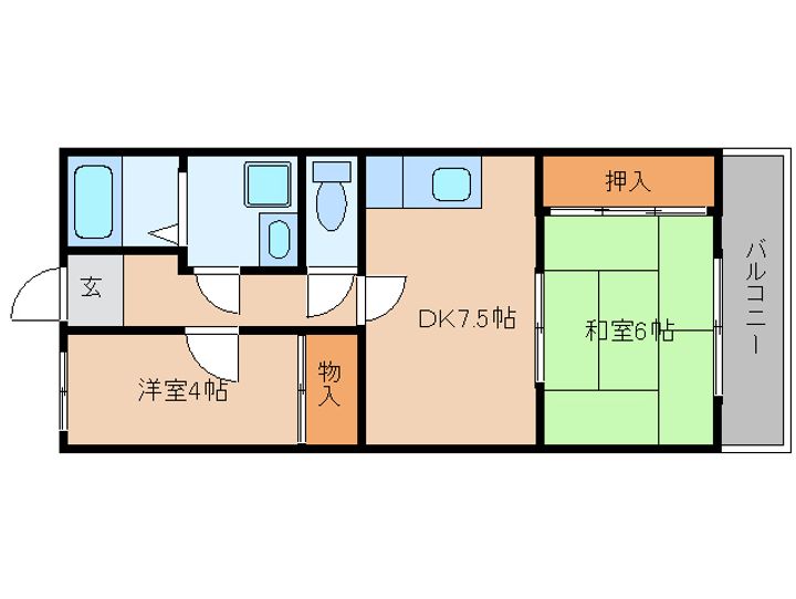 奈良県葛城市尺土(マンション)の賃貸物件の間取り