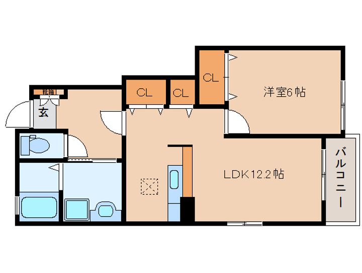 奈良県大和高田市曽大根1丁目(アパート)の賃貸物件の間取り