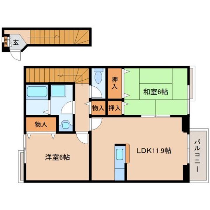 奈良県生駒郡平群町大字梨本(アパート)の賃貸物件の間取り