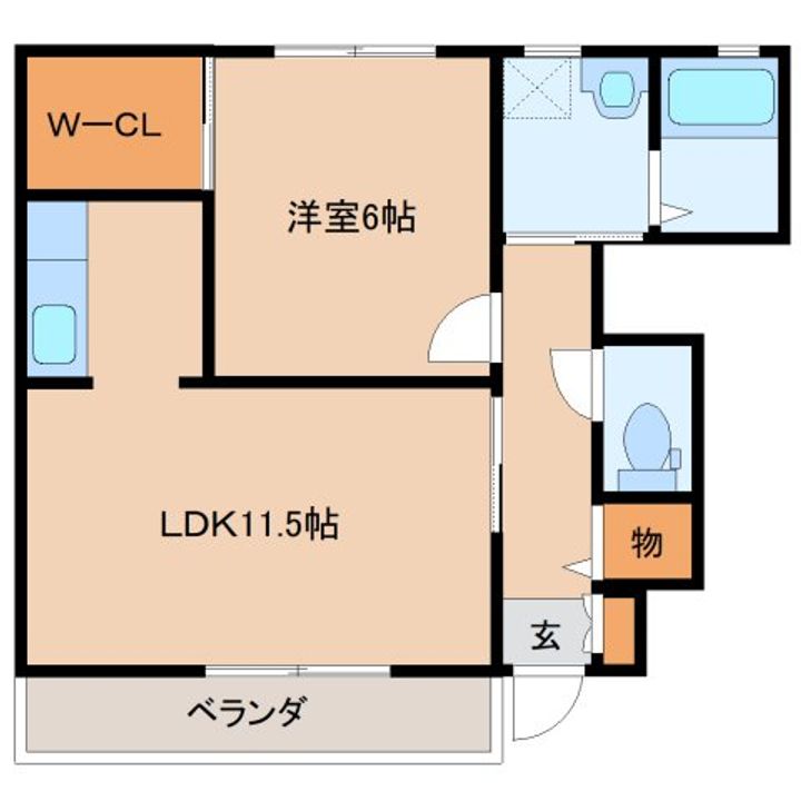 奈良県生駒郡斑鳩町興留6丁目(アパート)の賃貸物件の間取り