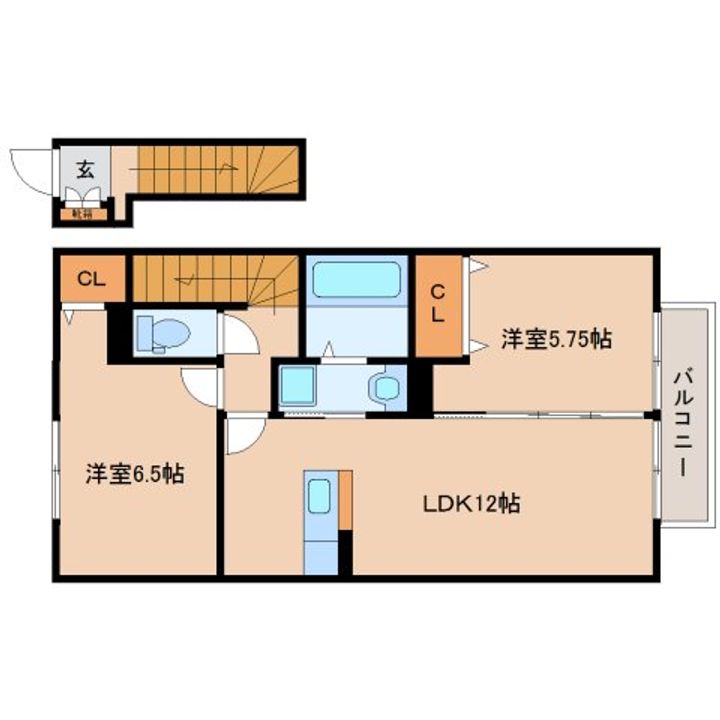奈良県北葛城郡上牧町服部台1丁目(アパート)の賃貸物件の間取り