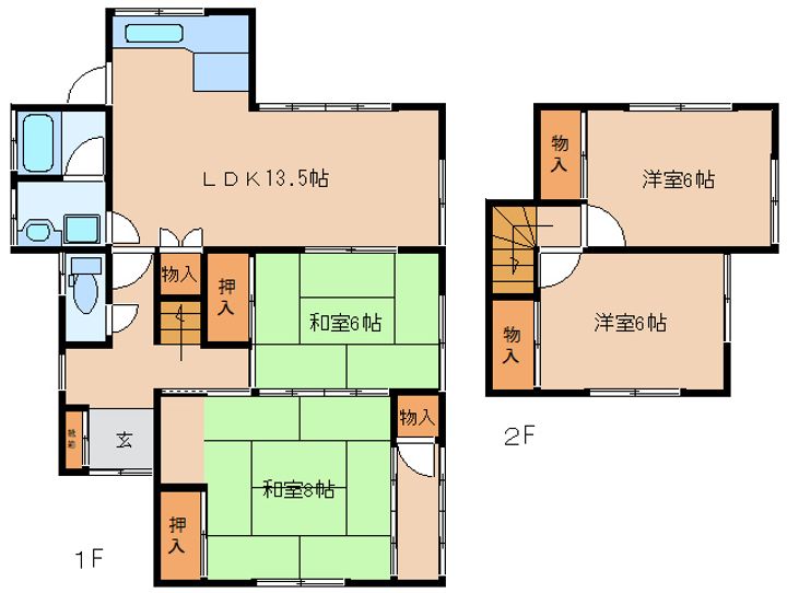 奈良県北葛城郡王寺町畠田6丁目(一戸建)の賃貸物件の間取り
