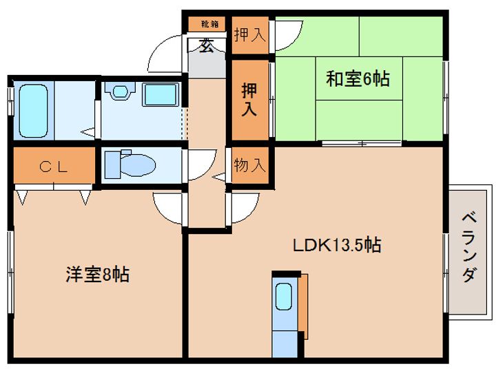 奈良県奈良市菅原町(アパート)の賃貸物件の間取り