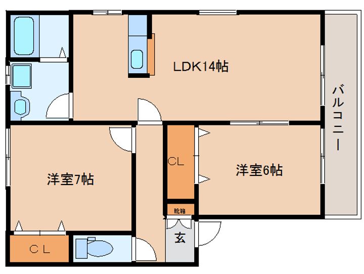 奈良県奈良市押熊町(アパート)の賃貸物件の間取り