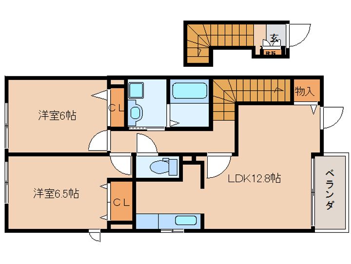 京都府相楽郡精華町大字北稲八間(アパート)の賃貸物件の間取り