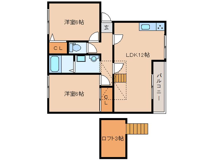 奈良県奈良市朱雀5丁目(アパート)の賃貸物件の間取り