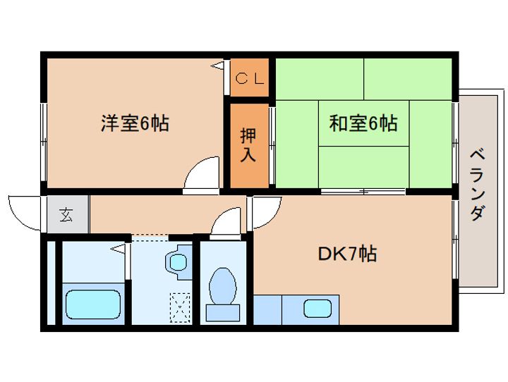 京都府木津川市兜台3丁目(アパート)の賃貸物件の間取り
