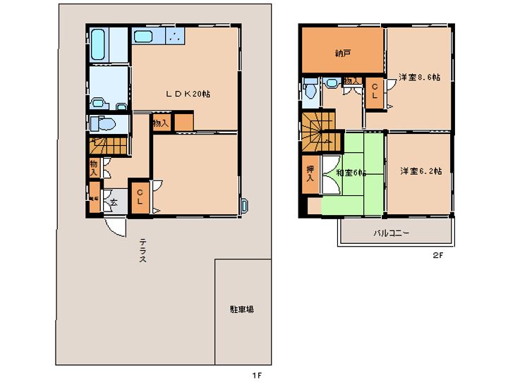 奈良県奈良市右京3丁目(一戸建)の賃貸物件の間取り