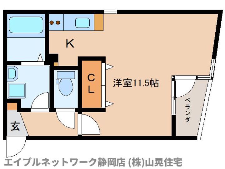 静岡県静岡市葵区東町(マンション)の賃貸物件の間取り