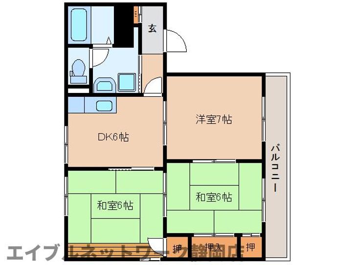 静岡県静岡市葵区安東3丁目(アパート)の賃貸物件の間取り