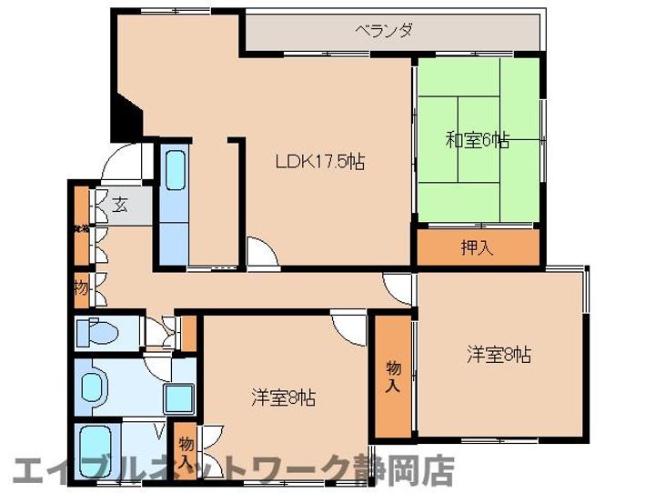 静岡県静岡市葵区音羽町(マンション)の賃貸物件の間取り
