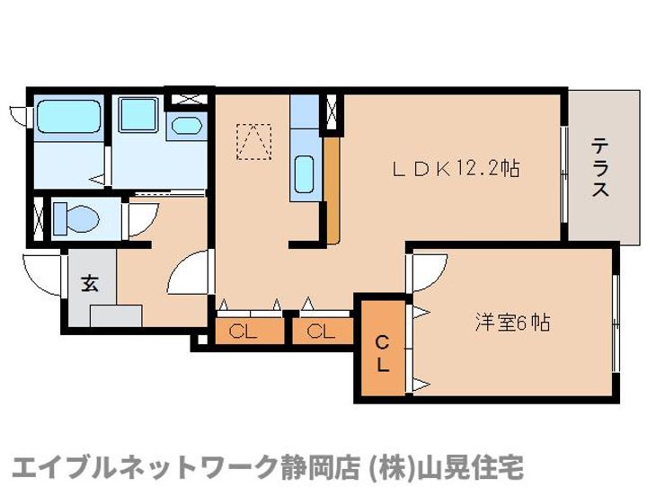 静岡県静岡市葵区上足洗4丁目(アパート)の賃貸物件の間取り