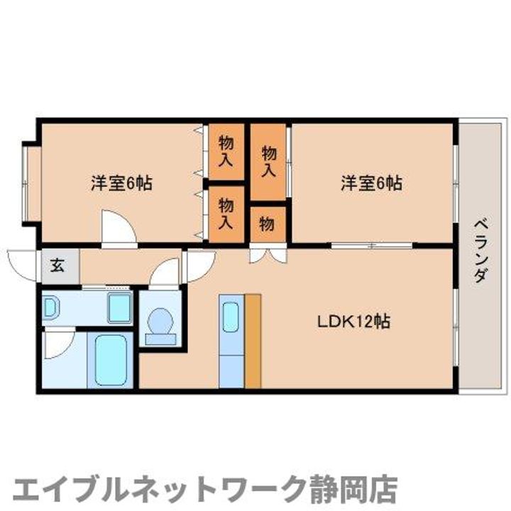 静岡県静岡市葵区沓谷5丁目(マンション)の賃貸物件の間取り