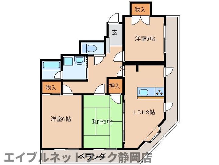 静岡県静岡市葵区昭府2丁目(マンション)の賃貸物件の間取り