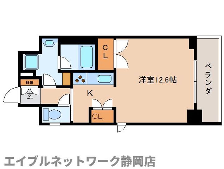 静岡県静岡市葵区駿河町(マンション)の賃貸物件の間取り