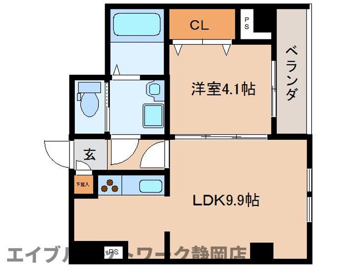 静岡県静岡市葵区馬場町(マンション)の賃貸物件の間取り