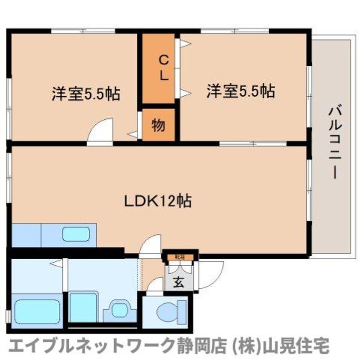 静岡県静岡市葵区牧ケ谷(アパート)の賃貸物件の間取り