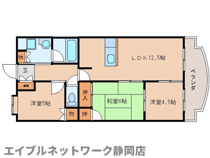 静岡県静岡市葵区柳町(マンション)の賃貸物件の間取り