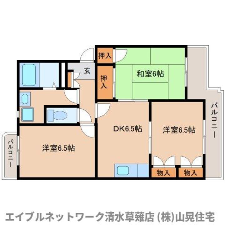 静岡県静岡市葵区瀬名1丁目(マンション)の賃貸物件の間取り