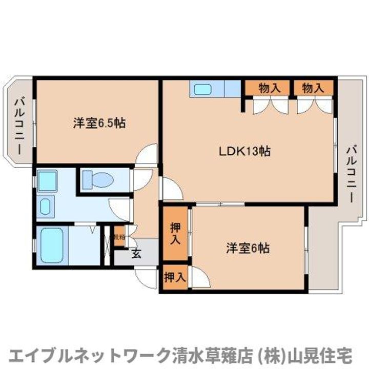 静岡県静岡市葵区瀬名1丁目(マンション)の賃貸物件303の間取り