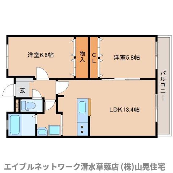 静岡県静岡市葵区瀬名川3丁目(マンション)の賃貸物件203の間取り
