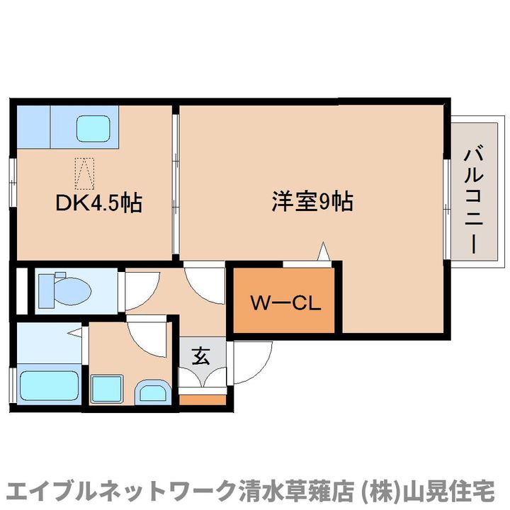 静岡県静岡市清水区草薙杉道2丁目(アパート)の賃貸物件102の間取り