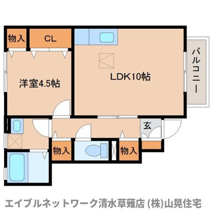 静岡県静岡市清水区長崎新田(アパート)の賃貸物件102の間取り