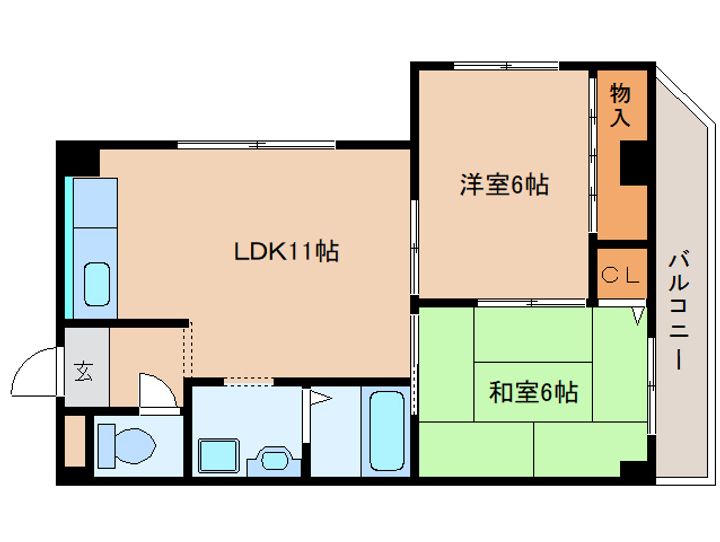 奈良県香芝市関屋(マンション)の賃貸物件201の間取り