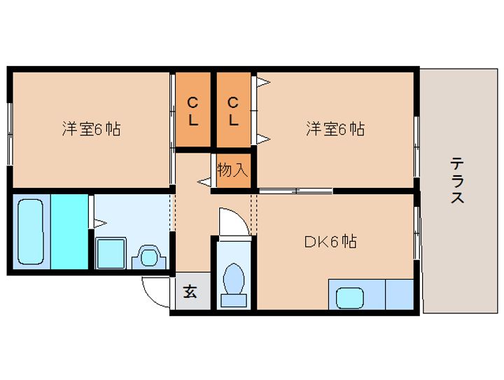 奈良県香芝市畑3丁目(アパート)の賃貸物件103の間取り