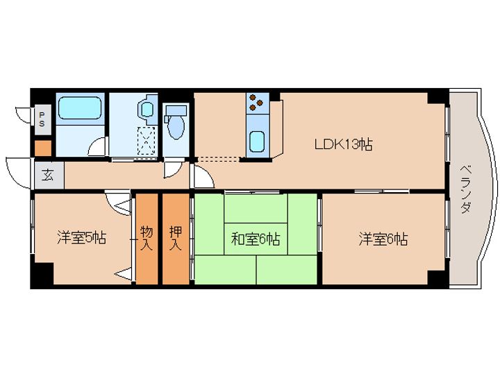 奈良県香芝市瓦口(マンション)の賃貸物件403の間取り