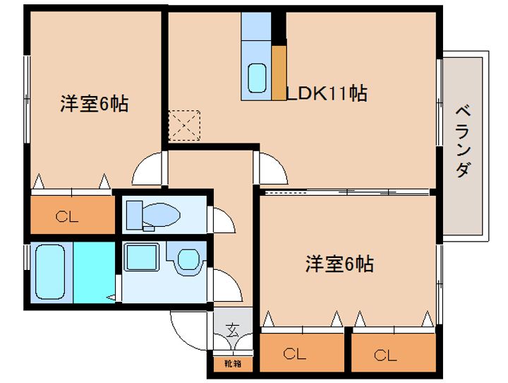 奈良県香芝市西真美1丁目(アパート)の賃貸物件201の間取り