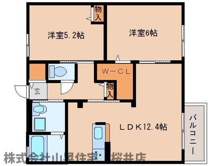 奈良県桜井市大字河西(アパート)の賃貸物件101の間取り