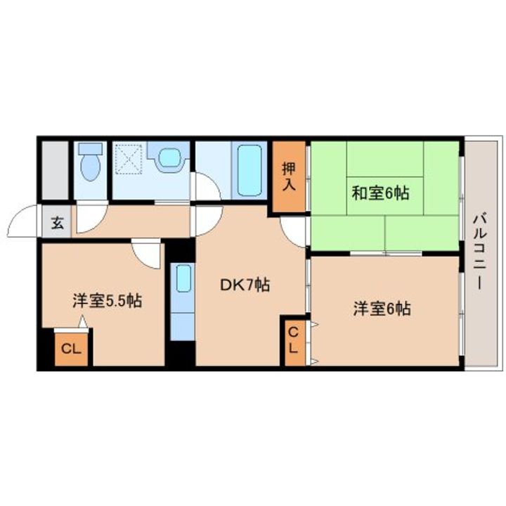 奈良県桜井市大字粟殿(マンション)の賃貸物件205の間取り