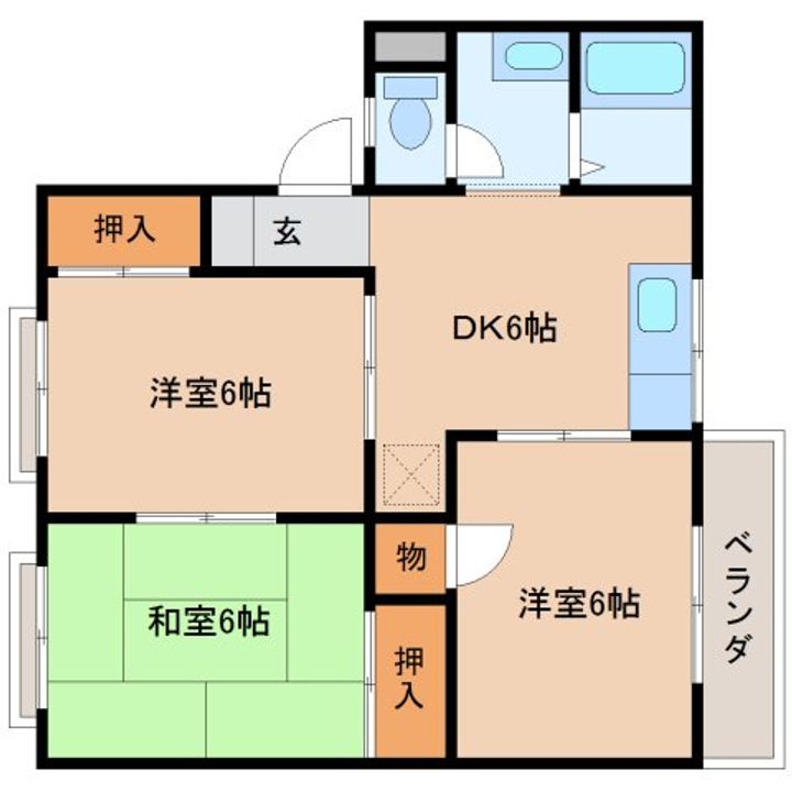 奈良県桜井市安倍木材団地1丁目(アパート)の賃貸物件203の間取り