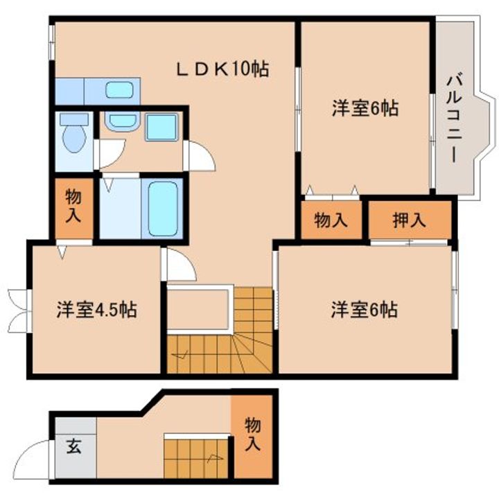 奈良県磯城郡三宅町大字伴堂(アパート)の賃貸物件の間取り