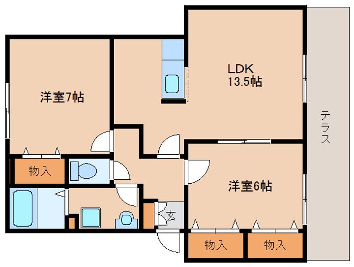 奈良県天理市東井戸堂町(アパート)の賃貸物件の間取り