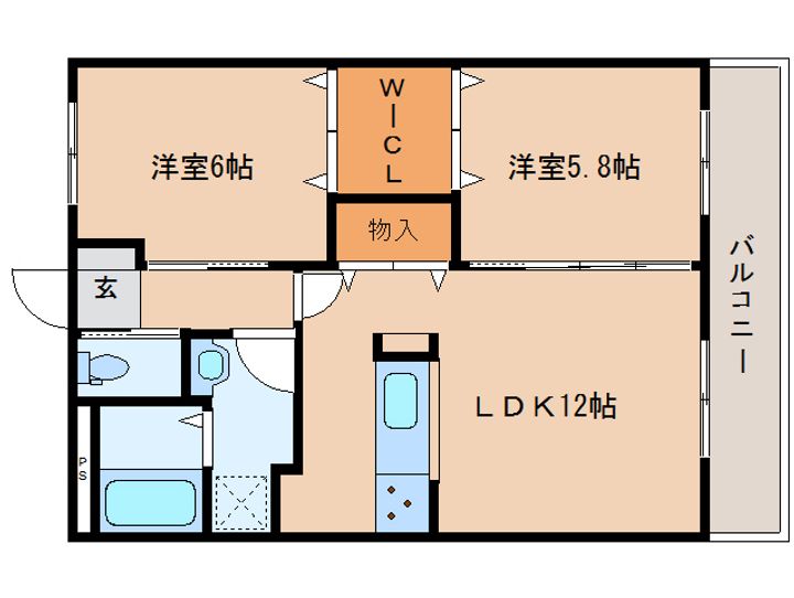 奈良県天理市前栽町(マンション)の賃貸物件の間取り